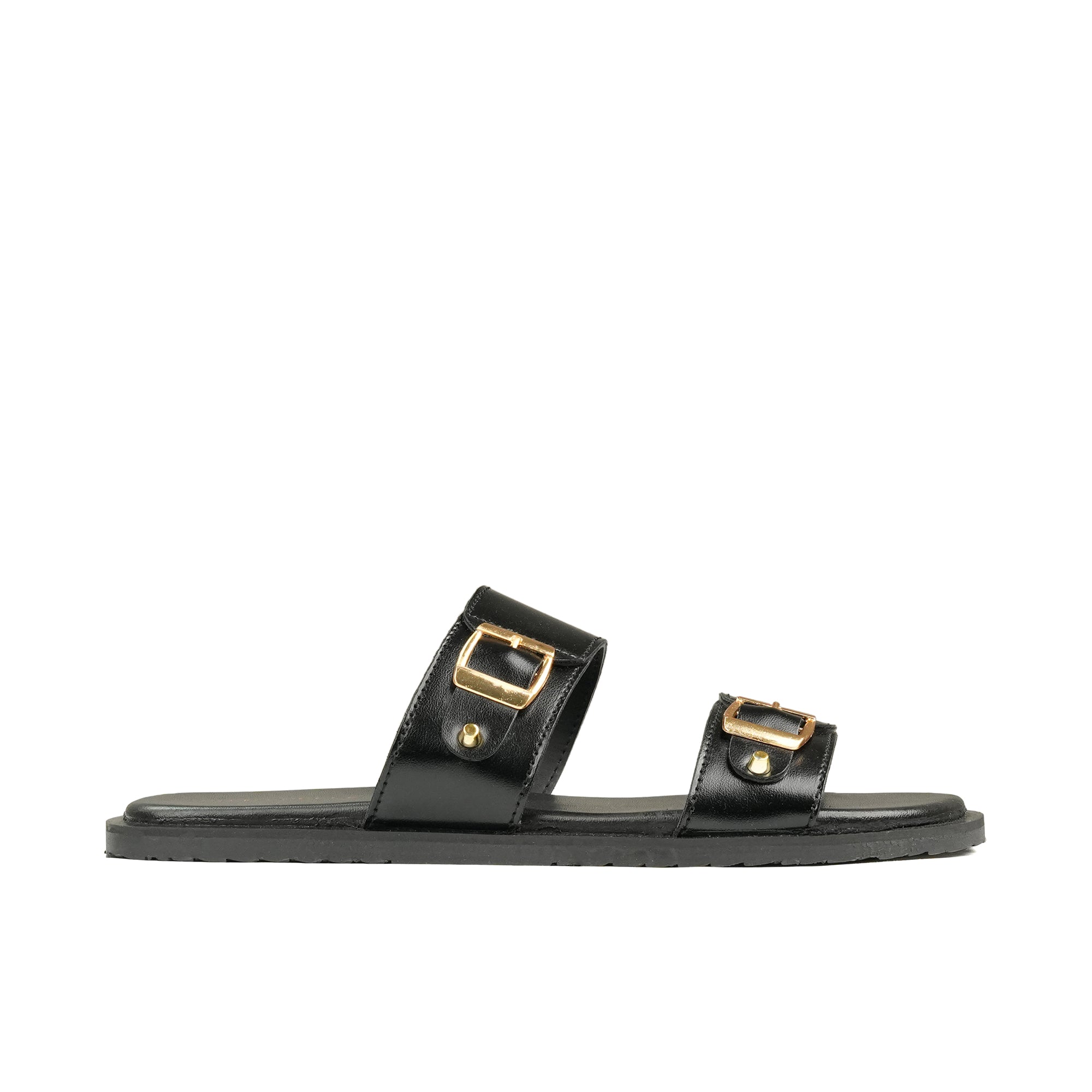 Black Double Buckle Slipper SS01