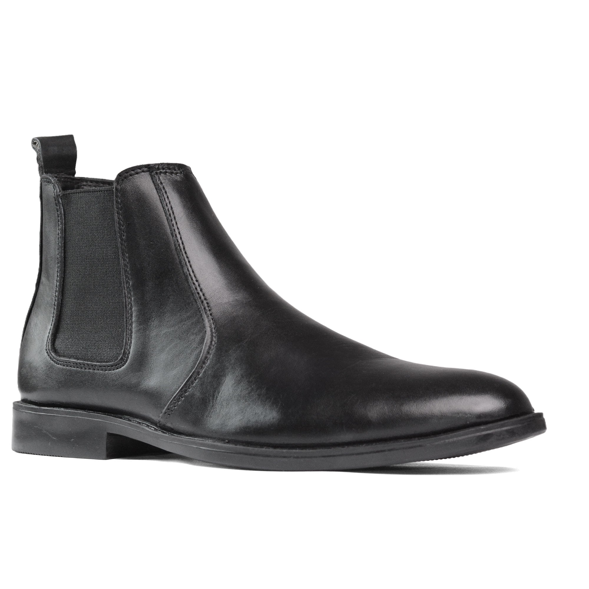 Black Leather Chelsea Boots PD01