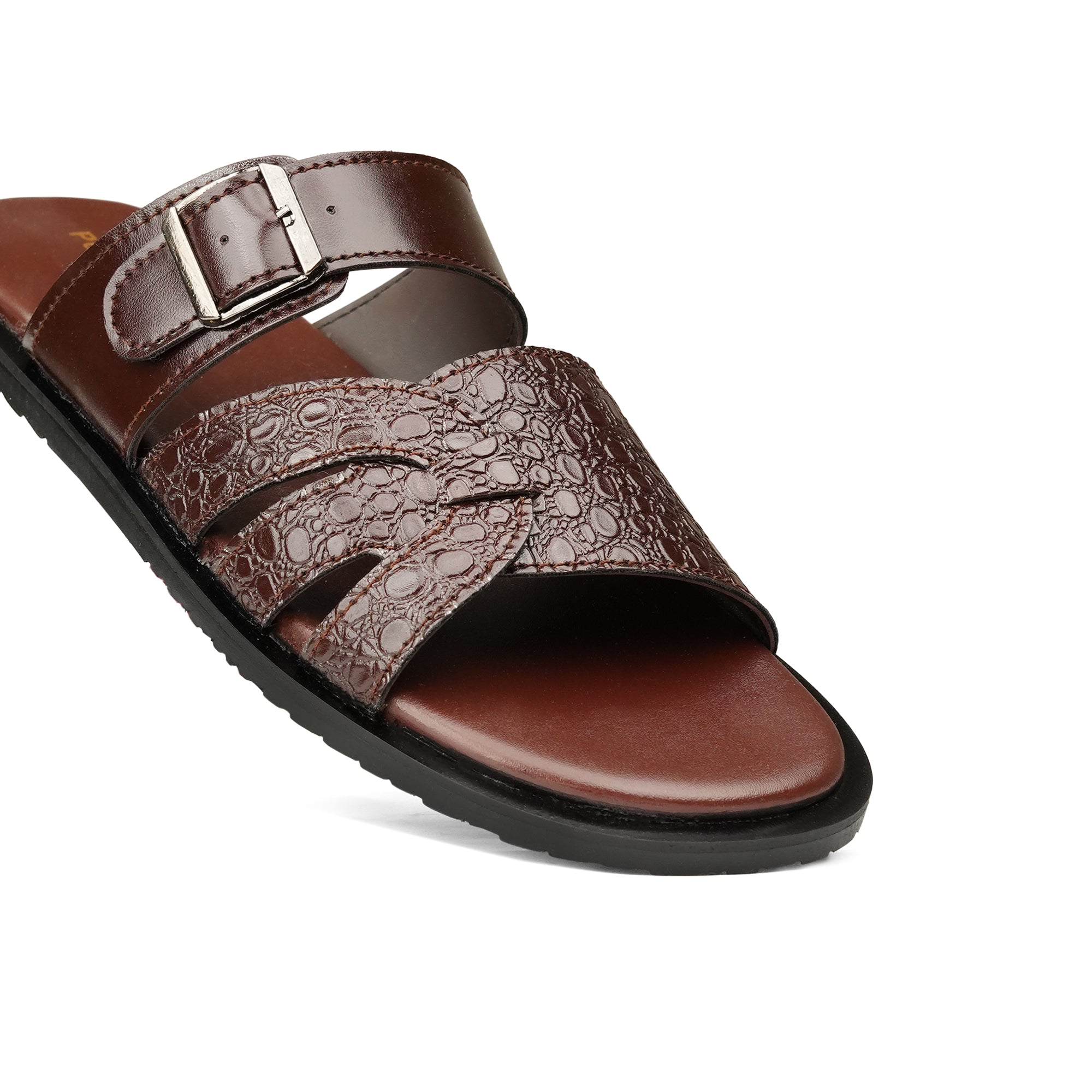 Brown Croc Buckle Slipper SS03