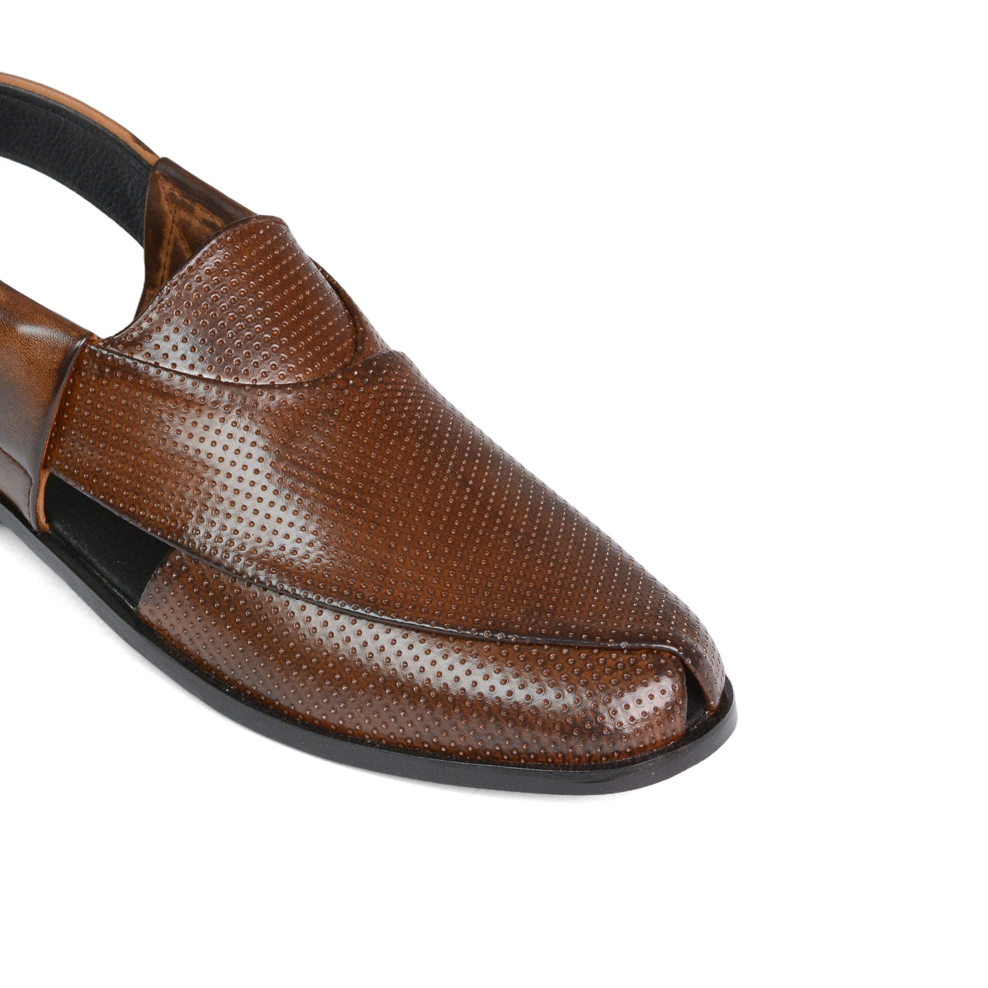 Brown Perforated Peshawari Chappal DD08