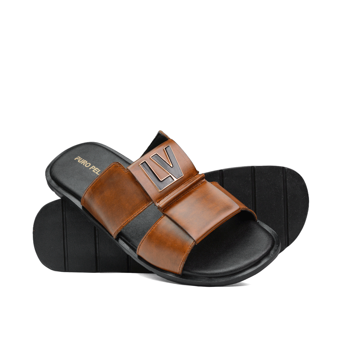 Brown LV Buckle Slipper SA44