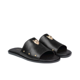 Men Black Head Buckle Slippers