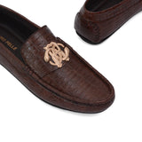 Brown Croc-Embossed Loafer LS03