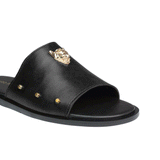 Men Black Head Buckle Slippers