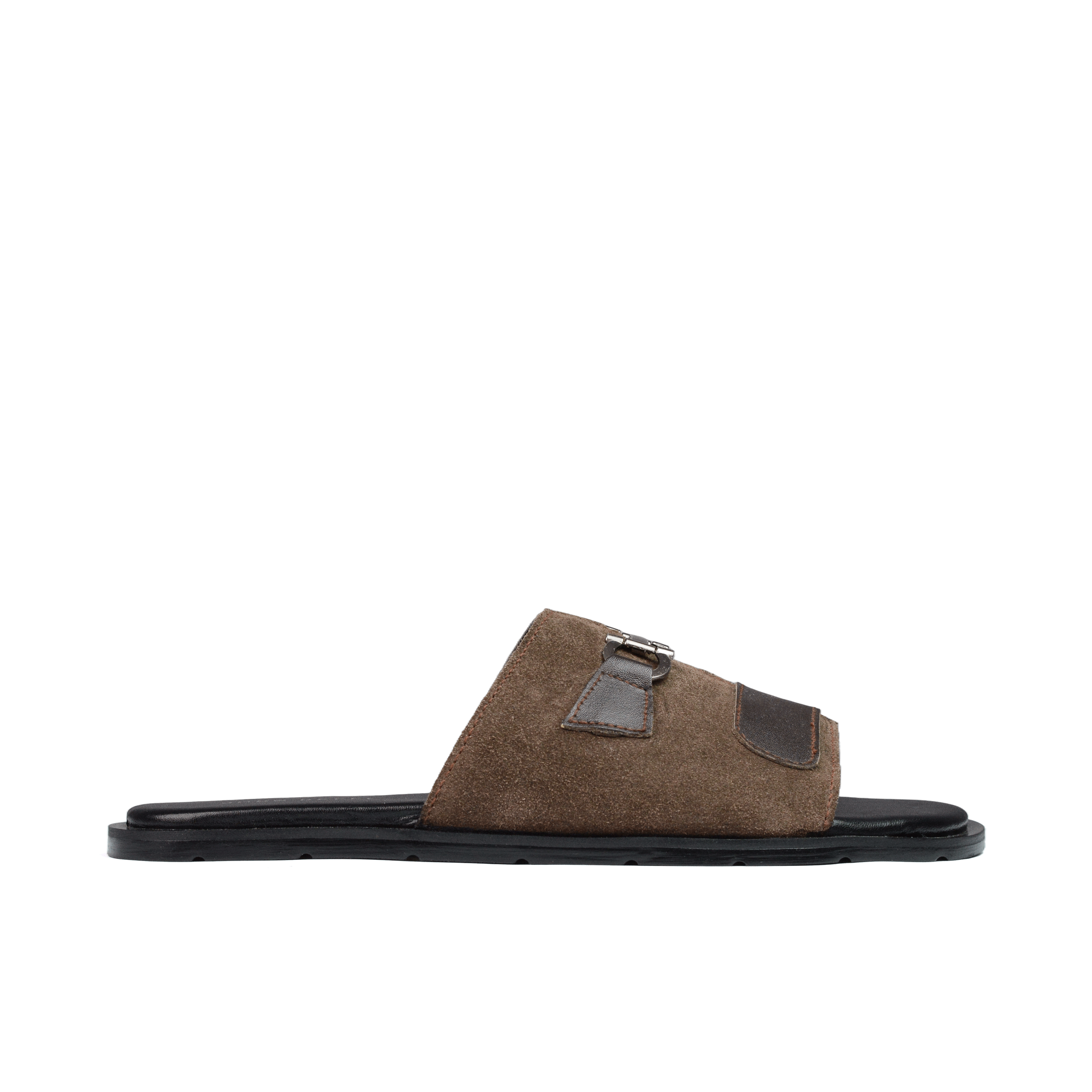 Coffee Buckle Suede Slipper SA38