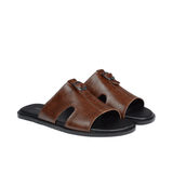 Brown Belt Leather Slipper SA33