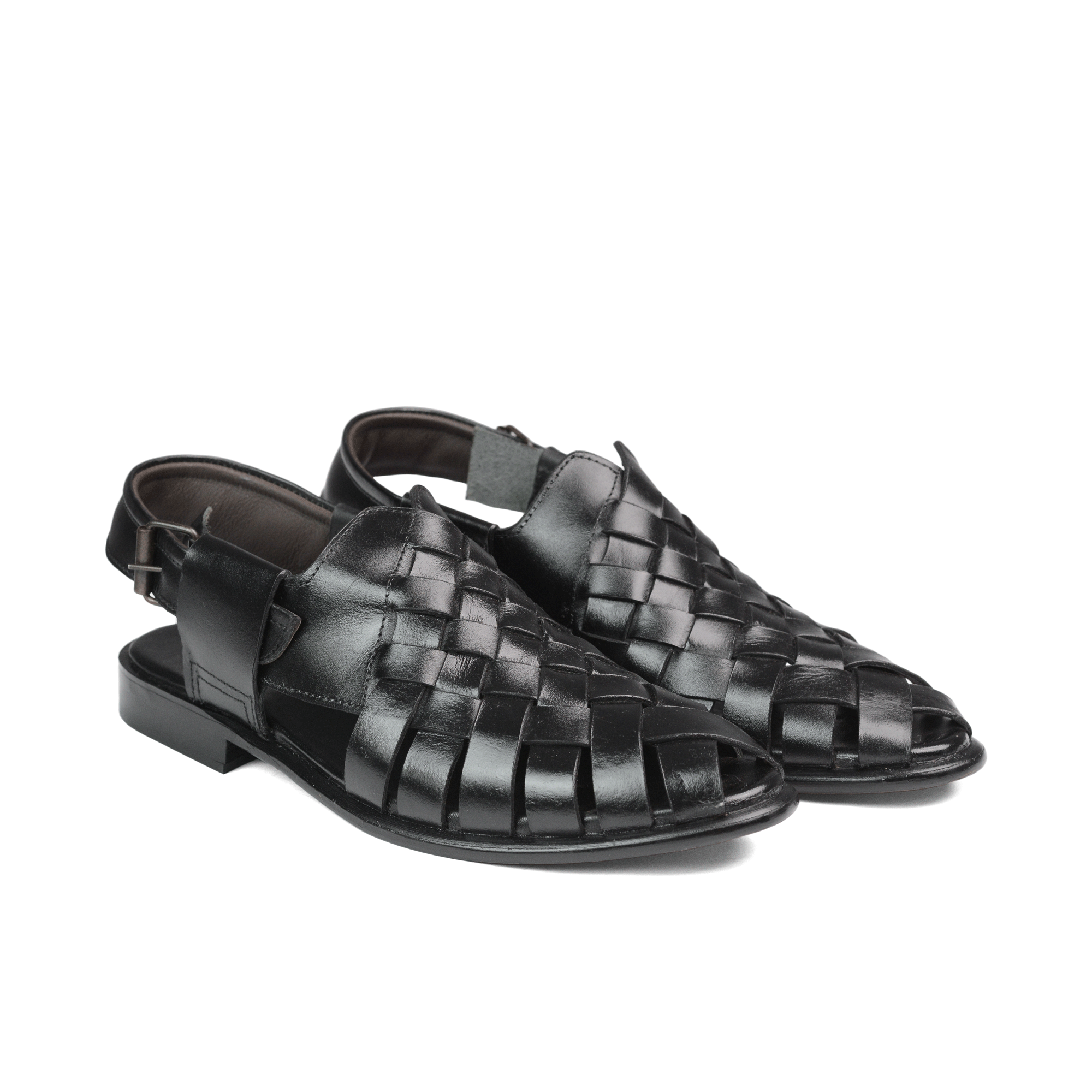 Black Woven Peshawari Chappal DJ03