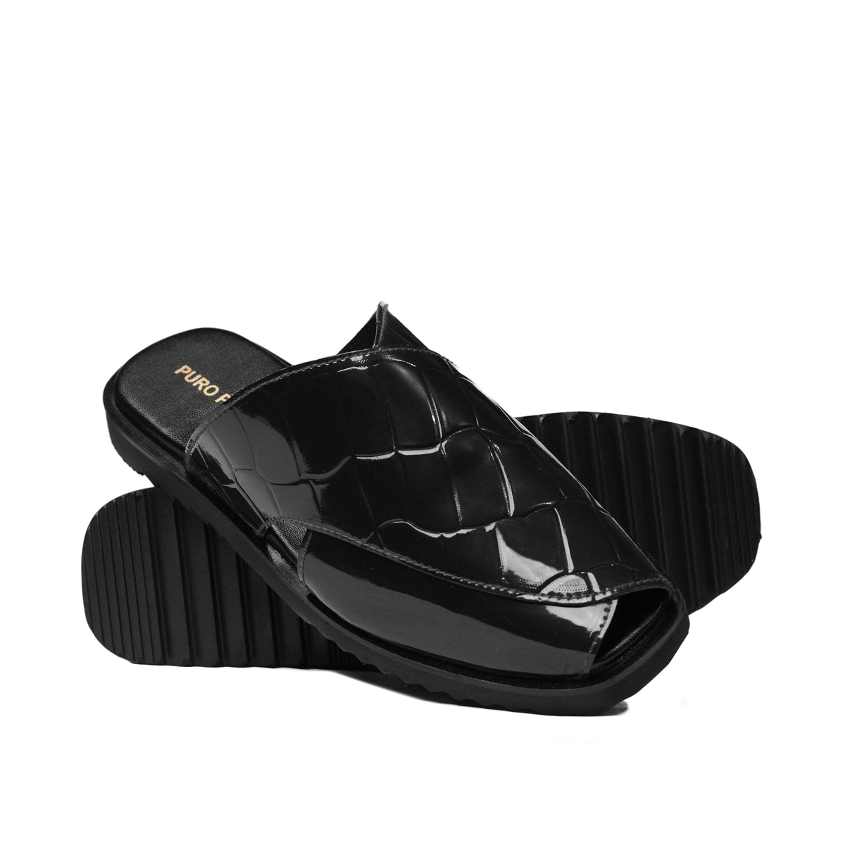 Black Patent Peshawari Mule SA10