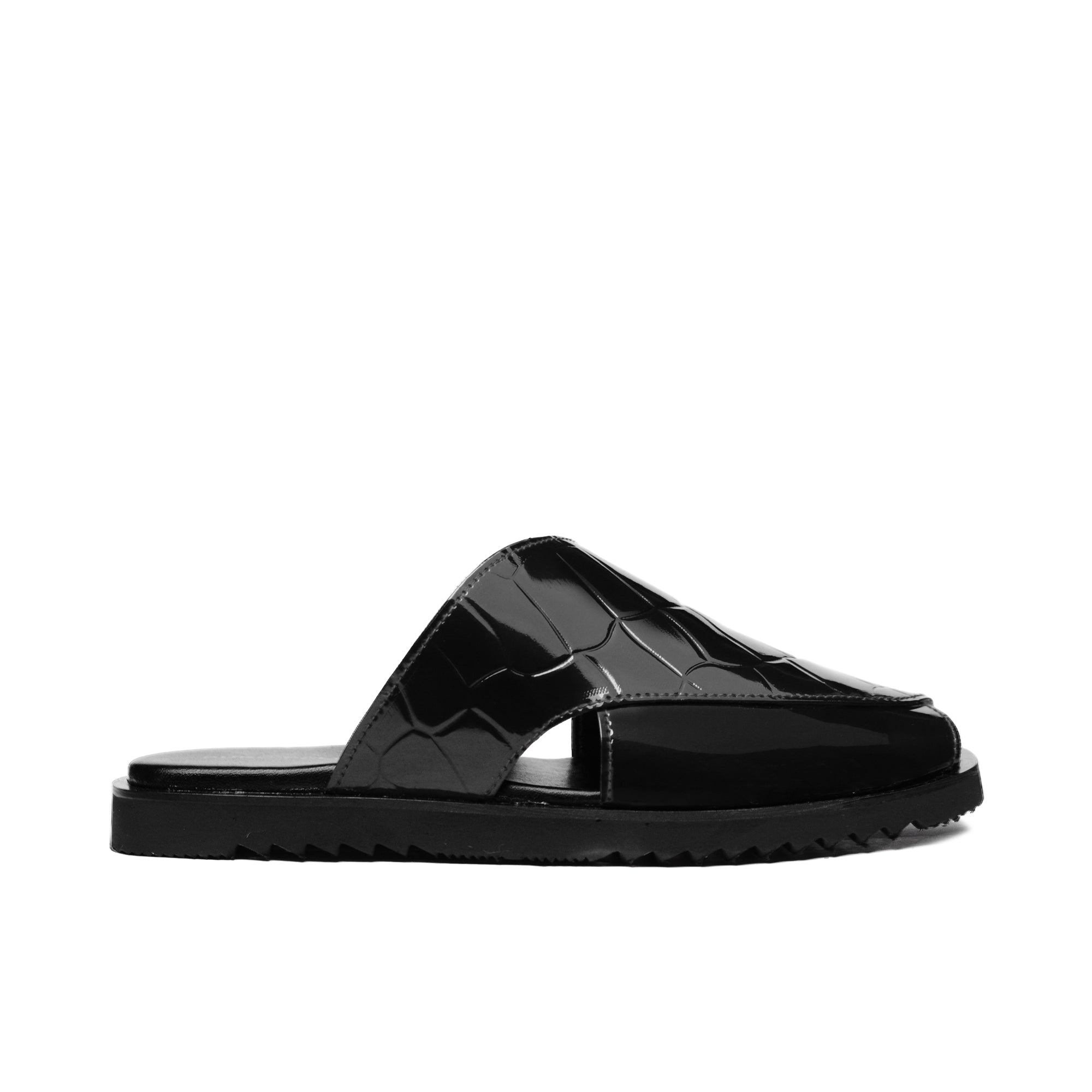 Black Patent Peshawari Mule SA10