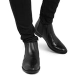 Black Leather Chelsea Boots PD01