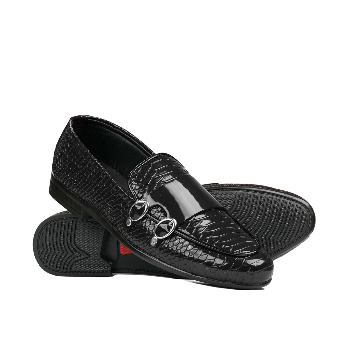 Black Two Monk Shoe FJ05