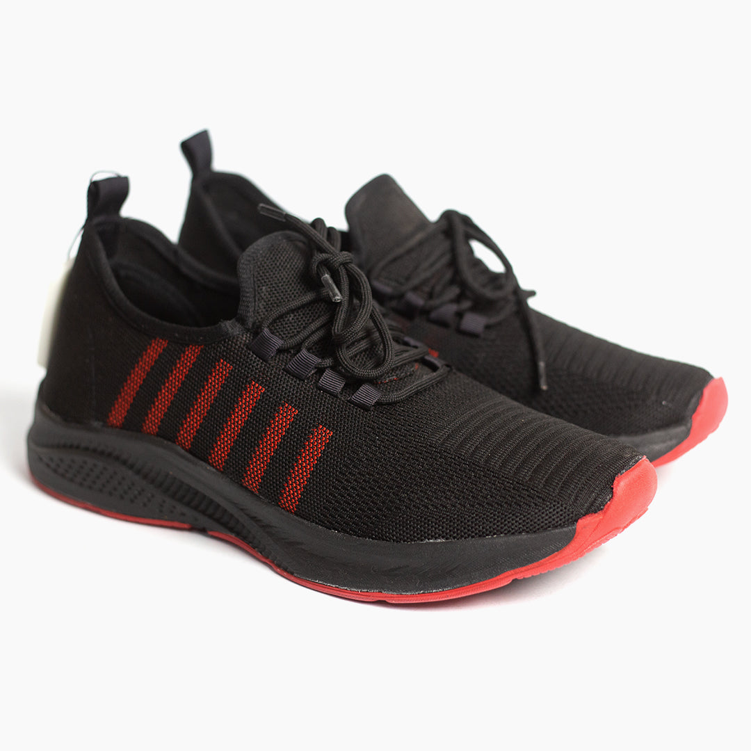Black Fly Knitted Laced Running Sneakers